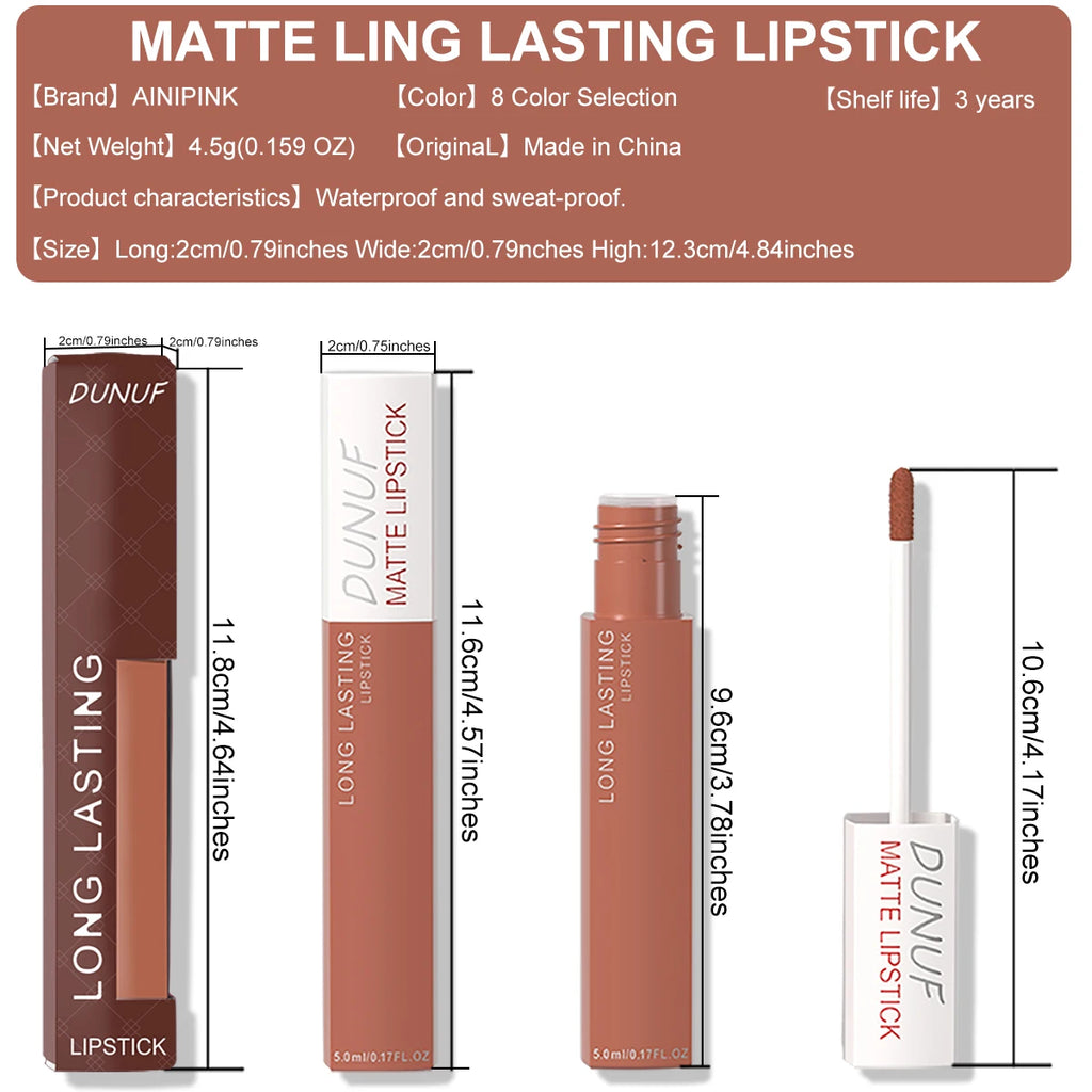 Long-Lasting Lip Gloss 1pcs: Matte Lipstick Non-Stick Cup Waterproof Nude Deep Red Mauve Christmas And Valentine's Day Gifts Oasis Select