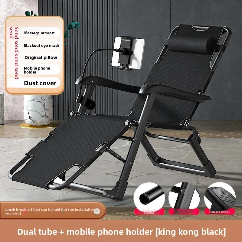 Folding recliner office siesta siesta bed summer balcony home leisure backrest outdoor chair Oasis Select army green