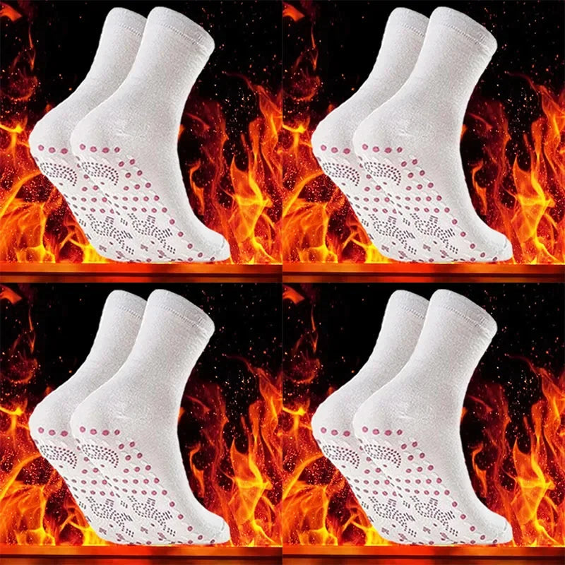 9/6/3/1Pairs Magnetic Socks Self Heating Therapy Magnetic Therapy Pain Relief Socks Woman Men Self-Heating Socks Oasis Select 4 pairs-white