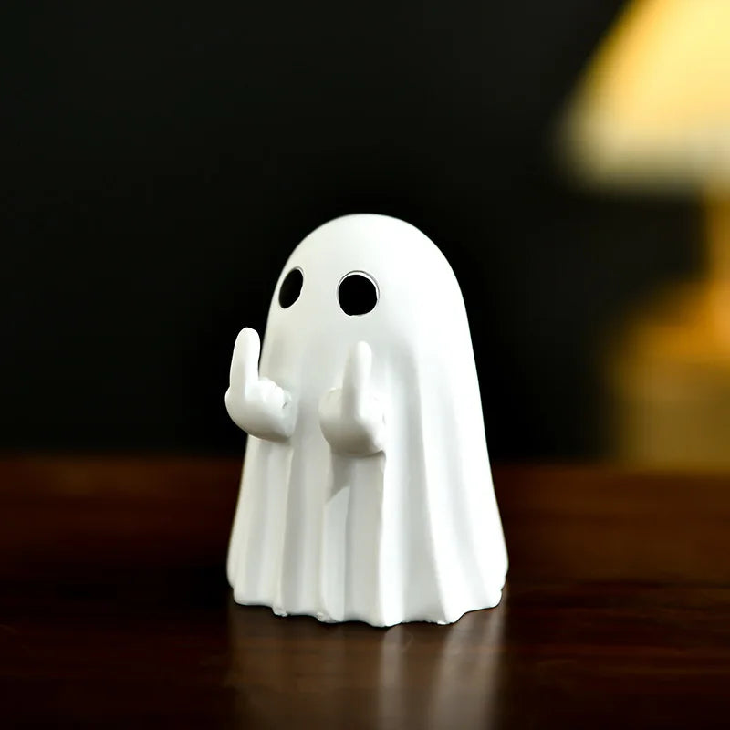 Halloween Cute Ghost Decoration Creative Middle Finger Table Ornament Artifact Gift Home Accessories Oasis Select