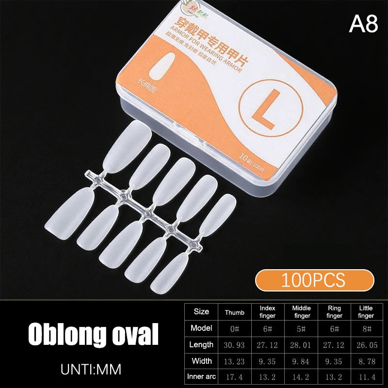 100pcs Clear Press-On Nail Tips – Full Cover Ultra-Thin False Nails