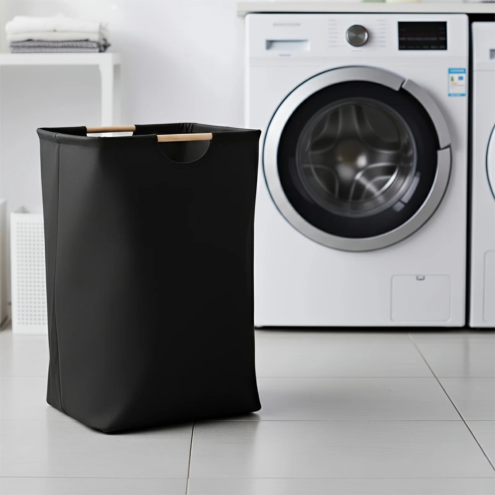 Foldable Laundry Basket,Extra Large Storage Hamper with Wooden Handles,Collapsible Organizer for Bathroom Bedroom Laundry Hamper Oasis Select
