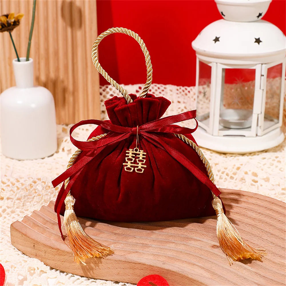 Velvet Candy Box Gift Bag Velvet Cloth Drawstring Tassel Bag Wedding Party Candy Pouches Wedding Party Fashion Drawstring Pocket Oasis Select Winered yellow 2 Other