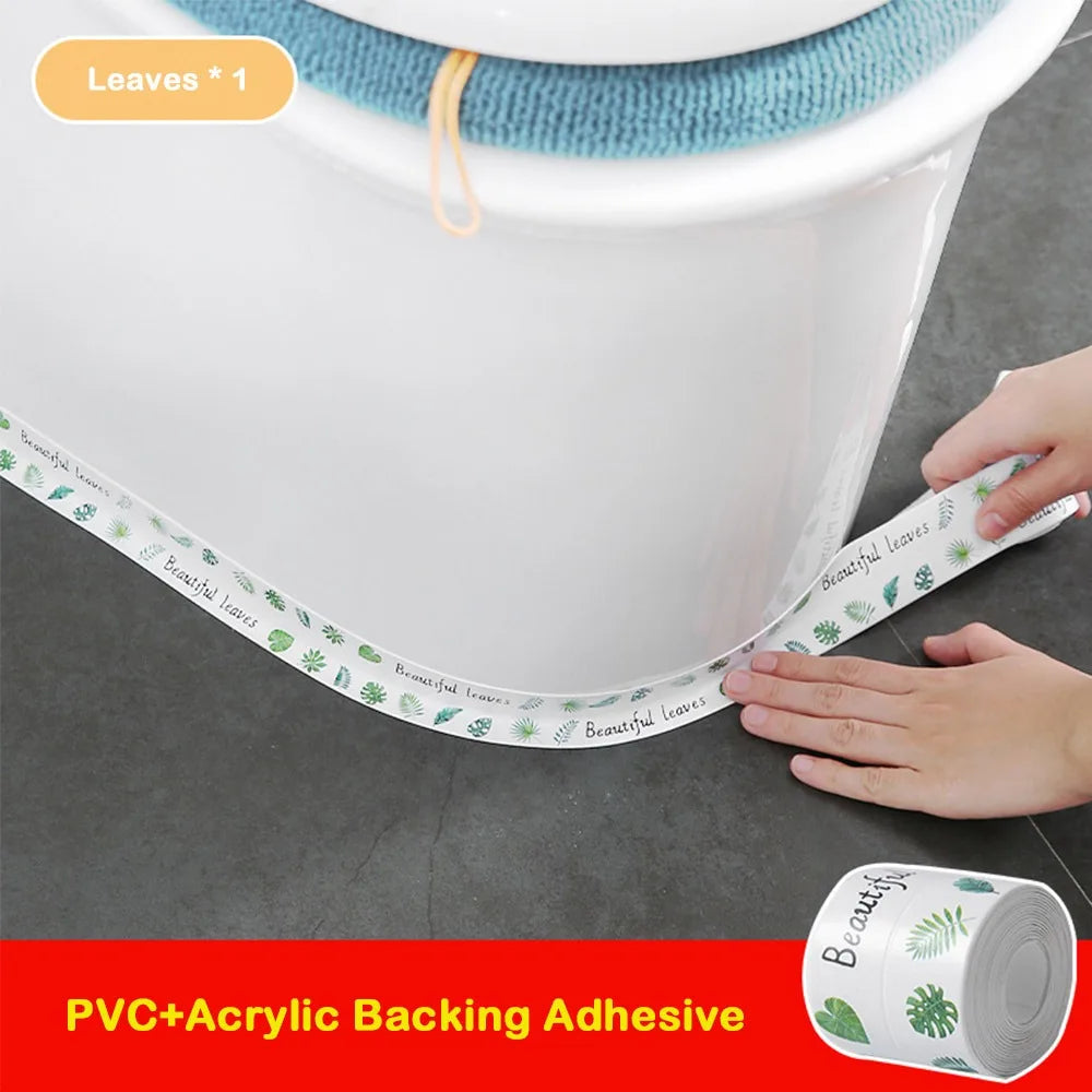 Durable Waterproof Caulk Tape Self Adhesive PVC Sealant Strip Mold-proof Printing Sink Sealing Tape for Countertop Bathroom Oasis Select 03 3.8cm-1.5m