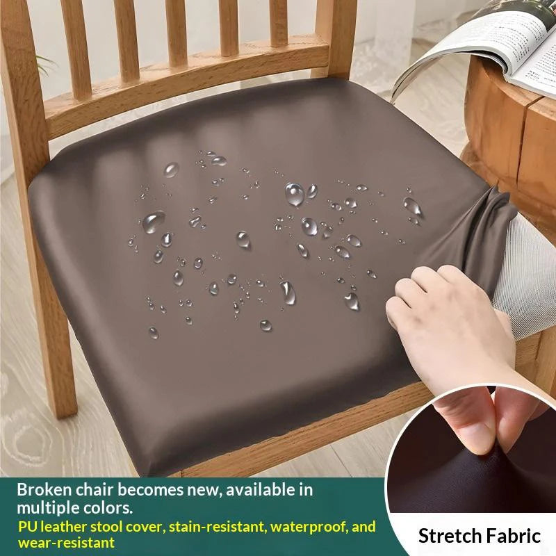 1PCS Waterproof PU Leather Office Chair Seat Covers Removable Solid Color Computer Chair Seat Cushion Covers For Home Office Oasis Select