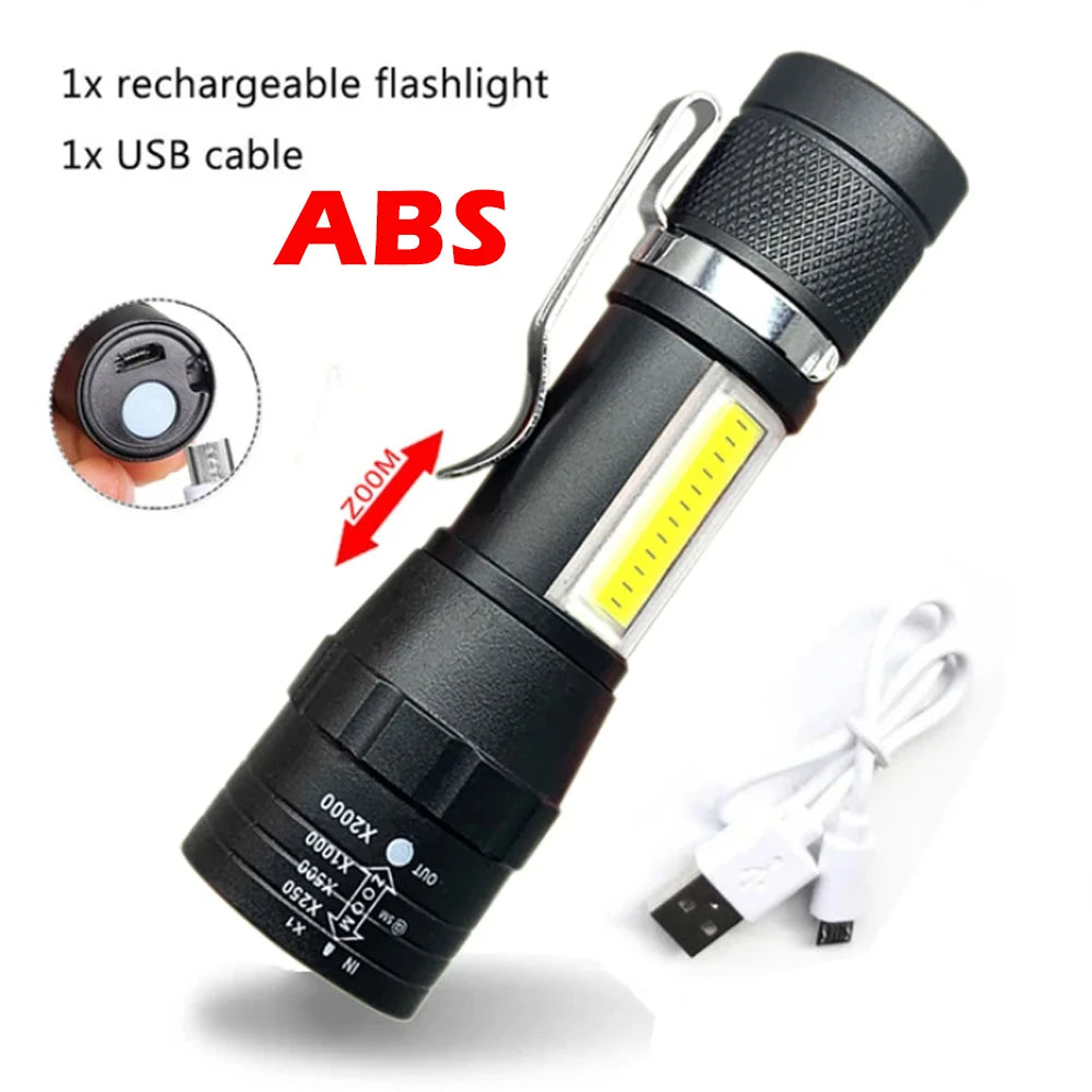 Mini UV LED Flashlight USB Rechargeable Waterproof 800LM Torch