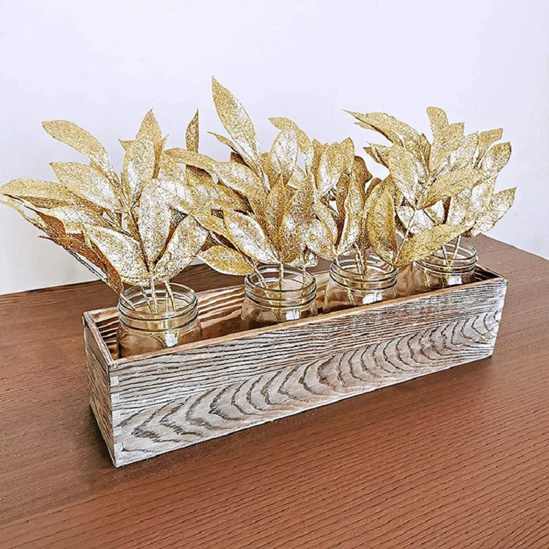 1pcs Glitter Bay Leaf Stems Artificial Christmas Spray Picks Fake Floral Leaf Branches Wired Stem Decor For Christmas Tree Oasis Select