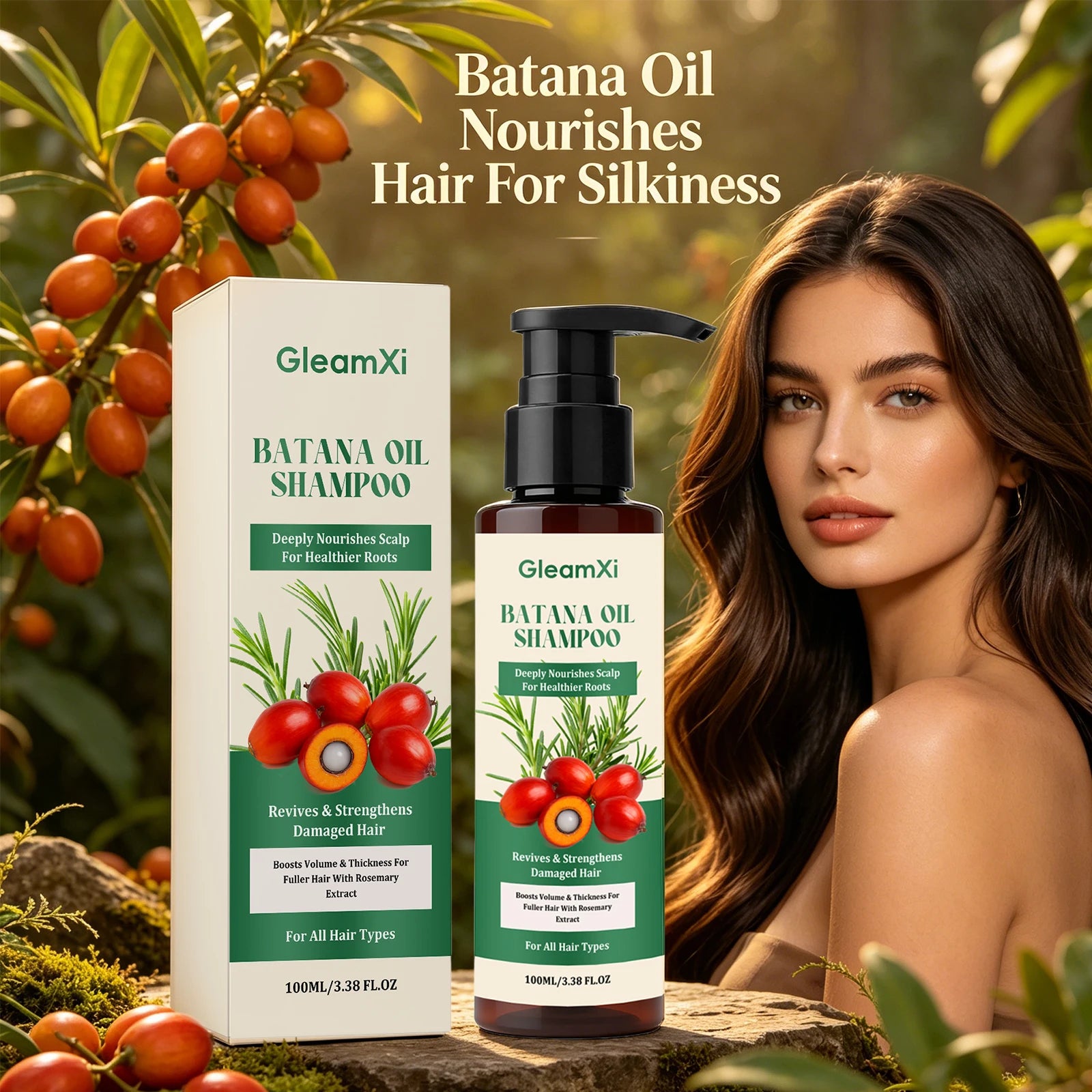 Batana Oil Shampoo with Rosemary Anti-Breakage Repair Split Ends Damaged Hair Oil Control Volumizing Shampoo for Dry Hair Oasis Select