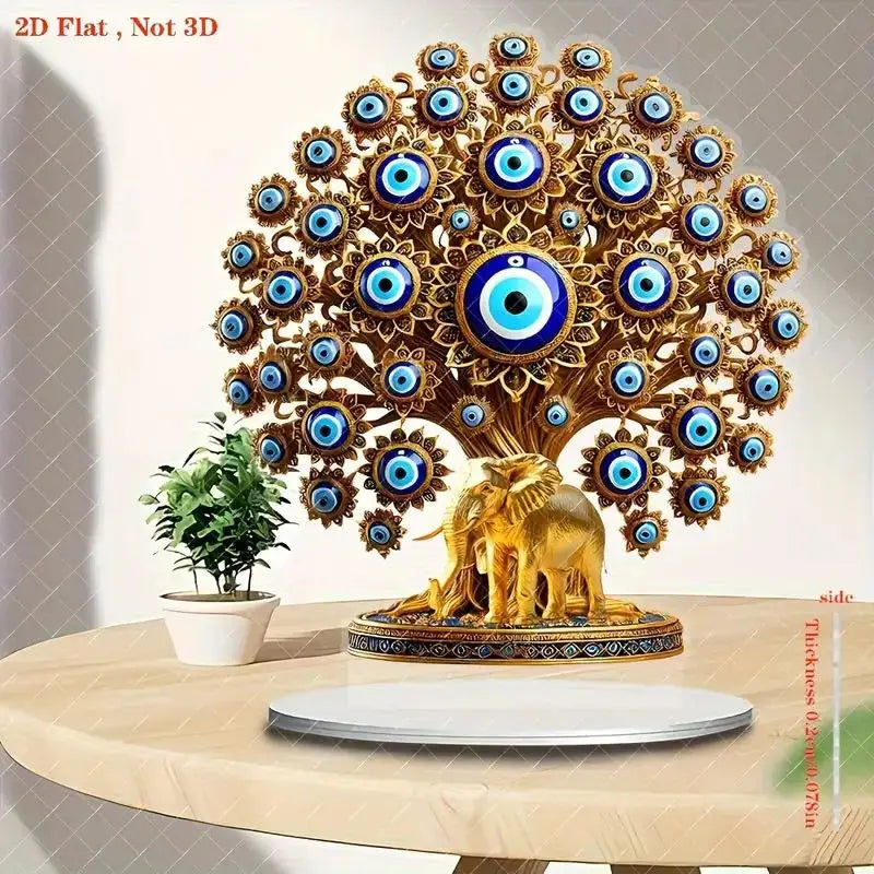 2D Acrylic Arabian Camel & Evil Eye Tree Desk Figurine