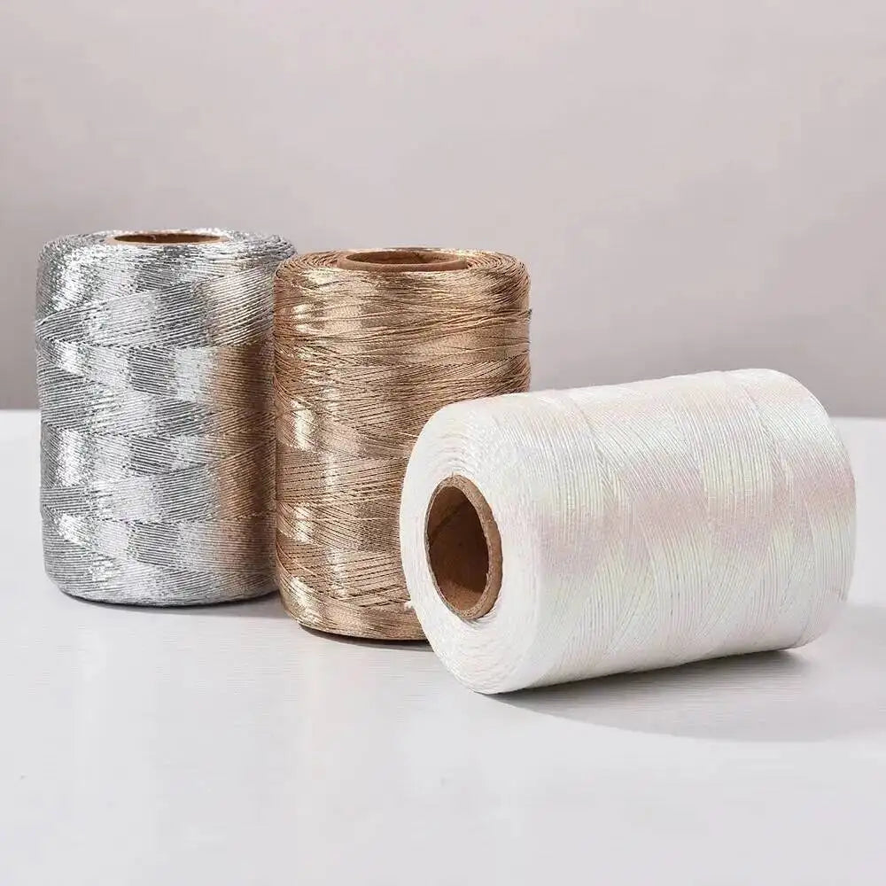 200g Metallic Yarn Glitter Gold Sliver Cord Thread DIY Sewing Accessories Handmade Knitting Crochet Handbag Purse Yarn Oasis Select