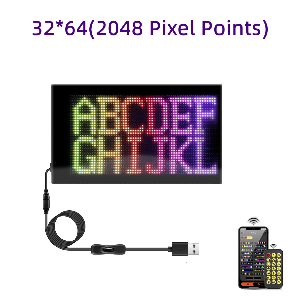 Flexible Car Devil's Eye Display Screen Graffiti Scrolling Animation Shop Reminder Light Big Truck Light Matrix Pixel Panel USB Oasis Select 20x33CM 32x64 LEDs