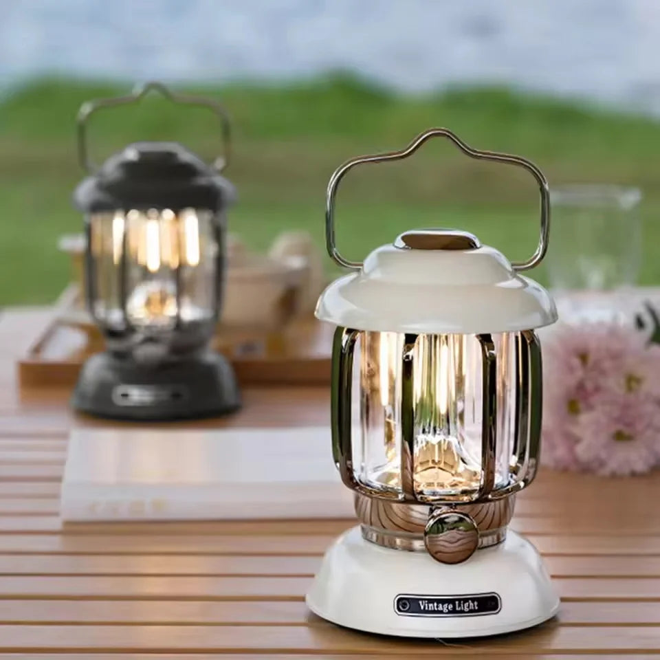Retro LED Camping Lantern | USB-C Rechargeable, IP55 Waterproof