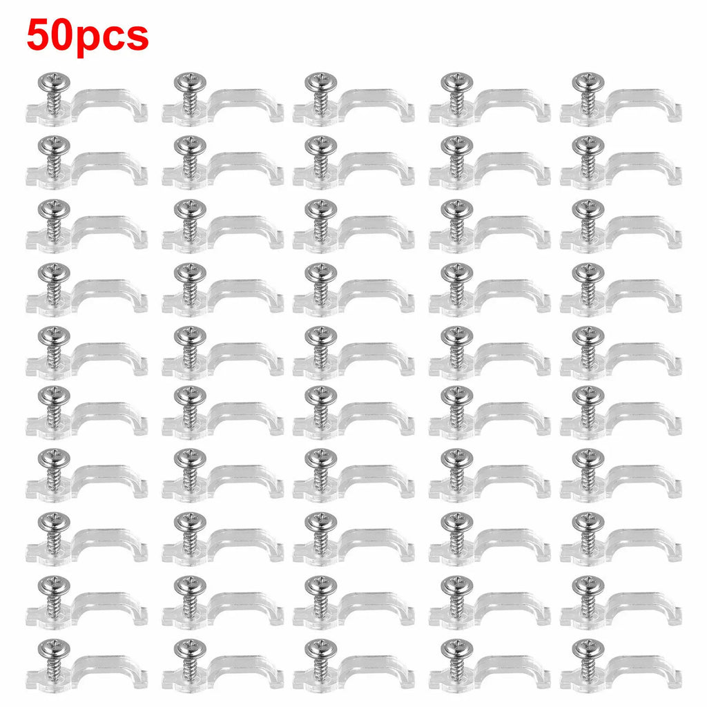 50/100pcs Mounting Brackets Clip Side Fixing Clips For 5050 LED Strip Light Bar With Screws Oasis Select 50PCS