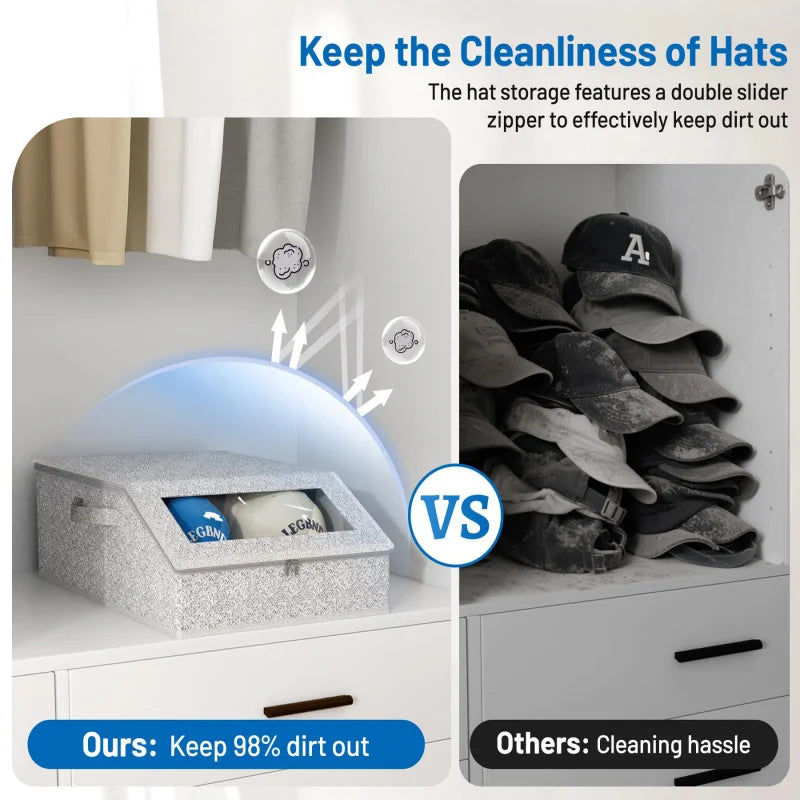 1PC Large Capacity Baseball Cap Storage Box, Space Saving Design, Easy To Access and Neatly Arranged Oasis Select