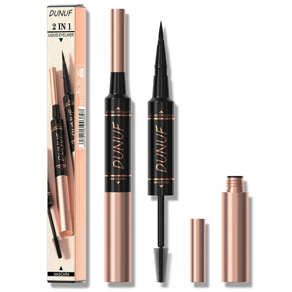 DUNUF 2-in-1 Mascara & Eyeliner – Waterproof, Volumizing Black 2-in-1 Eye Makeup Oasis Select