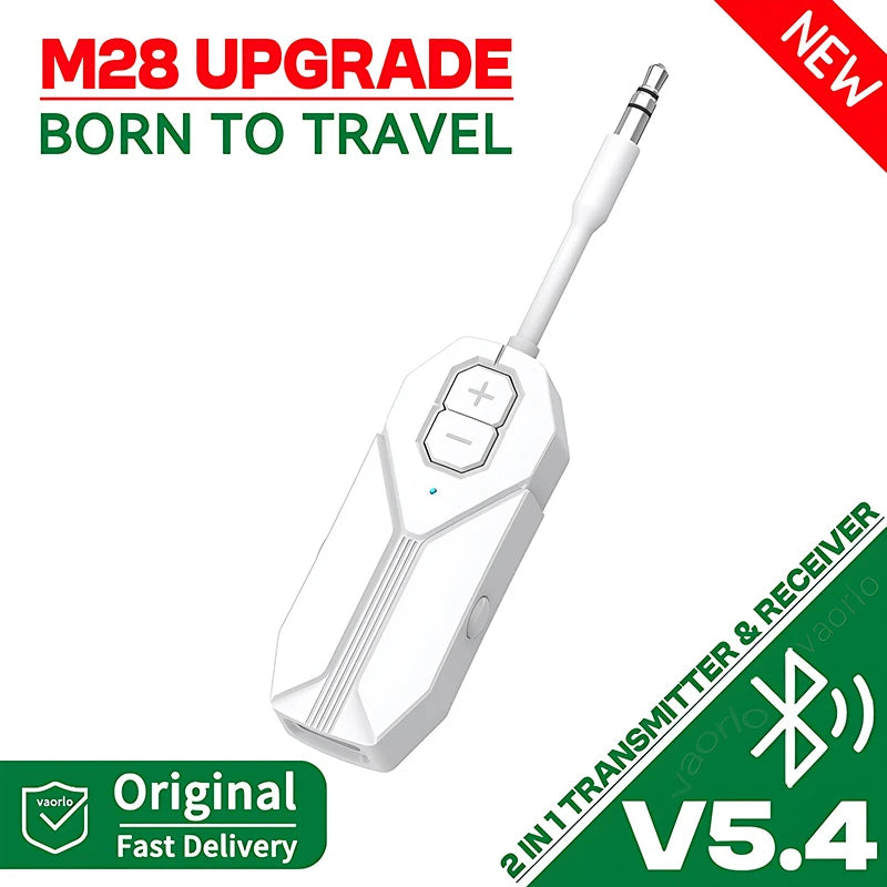 2 In 1 Bluetooth 5.4 Audio Receiver Transmitter Hifi Stereo Wireless Adapter 3.5MM AUX With Mic For Airplane TV PC Car Speaker Oasis Select M28 W