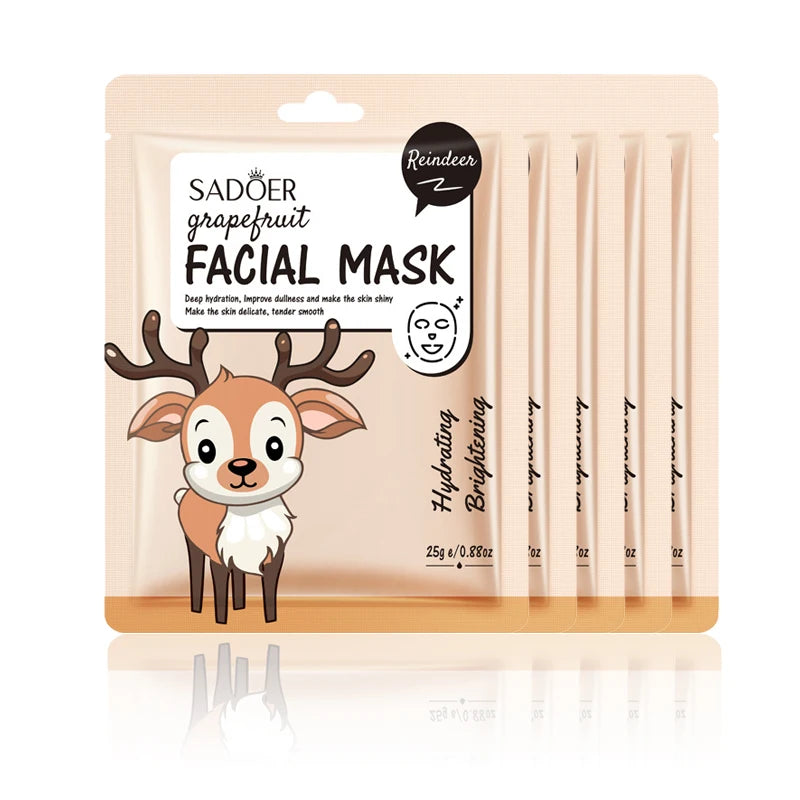 SADOER Fruit Face Mask 5-Pack – Hydrating & Anti-Wrinkle Hydrating Sheet Mask Oasis Select Grapefruit
