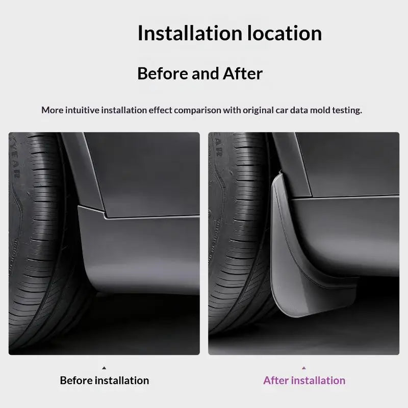 Mud Flaps for Model Y Model 3 Model YL Stay Clean Protect Paint Grade All Weather Splash Guards No Drilling Required Oasis Select