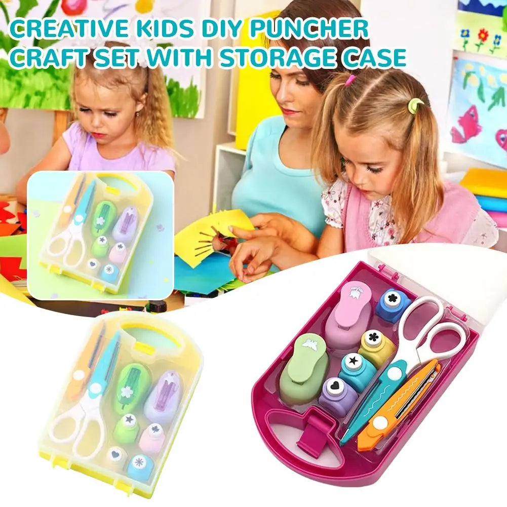 8pcs Creative Hole Punch Set Children's Hole Punch Scrapbooking Paper Punch Greeting Card Craft (Fixed pattern and random color) Oasis Select