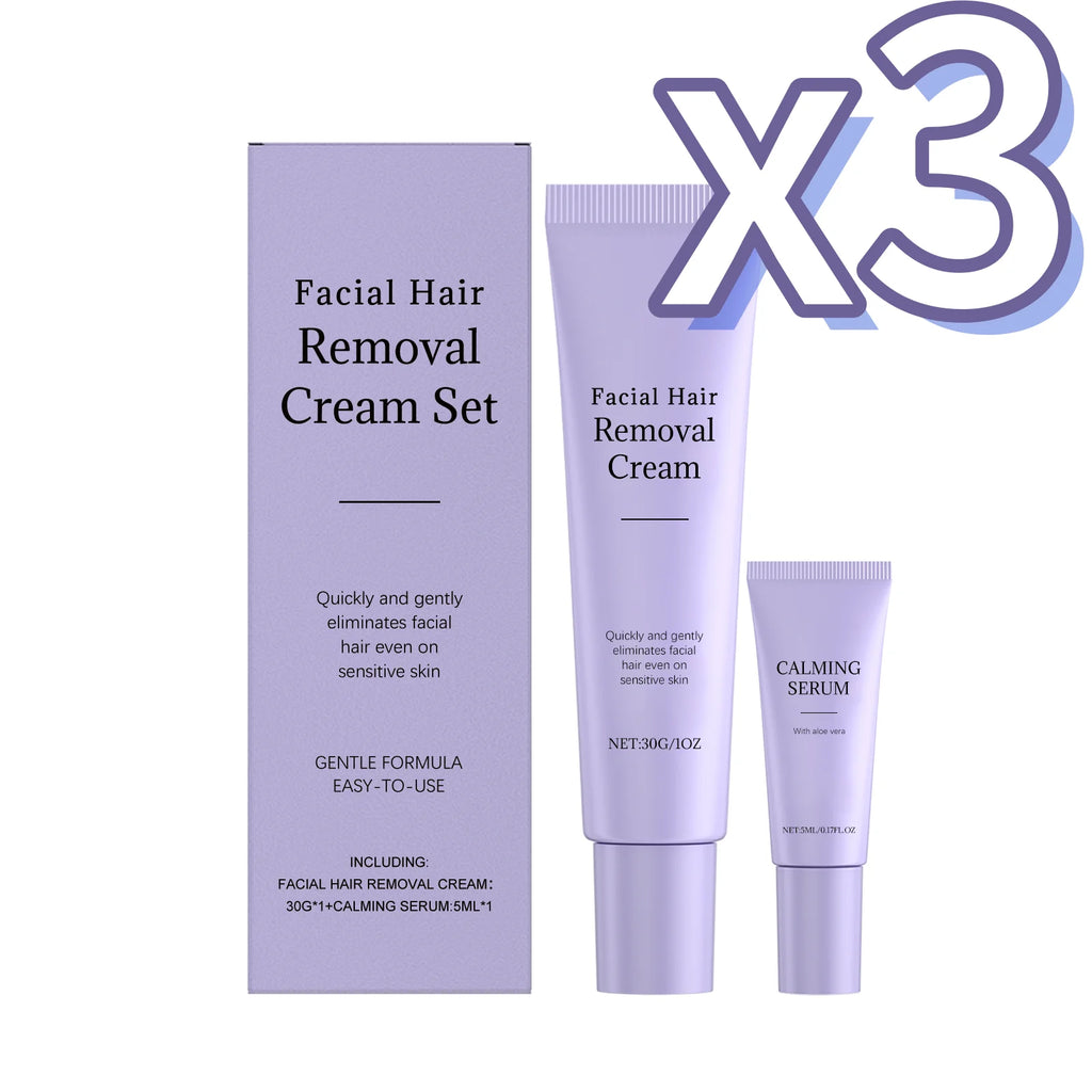 Painless Facial Hair Removal Cream & Calming Serum Kit Hair Removal Kit Oasis Select 1 set Boxed X 3