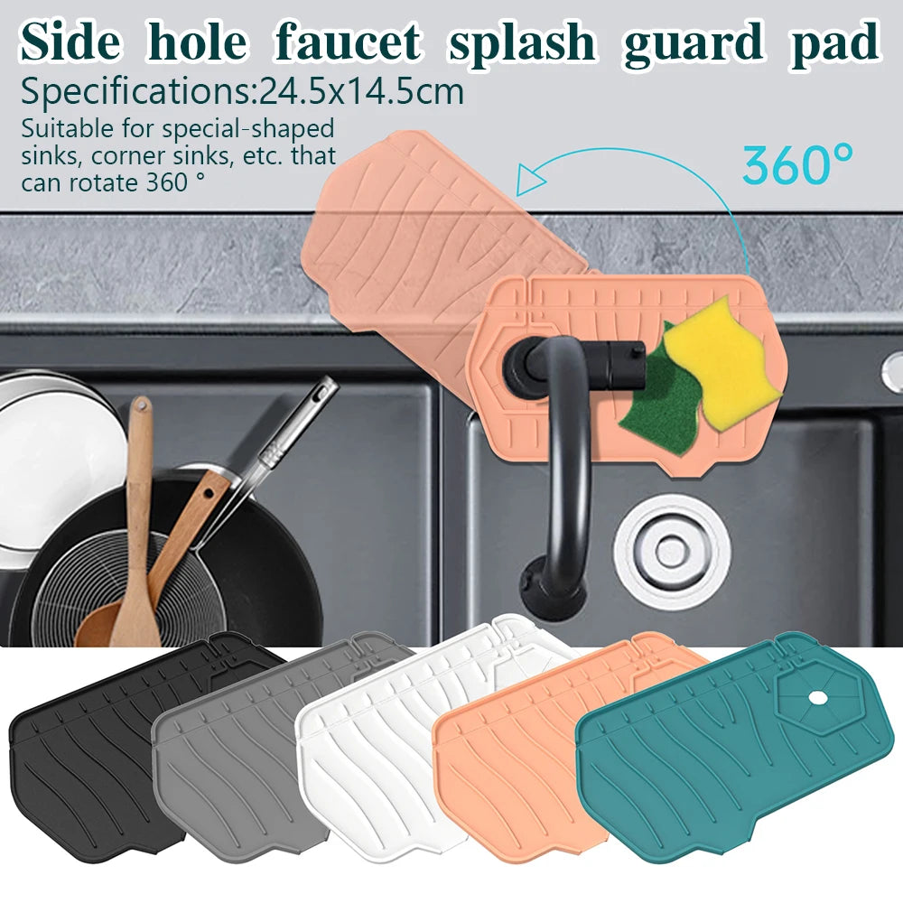 Kitchen Silicone Faucet Mat Sink Splash Guard Faucet Drainage Mat Drying Pad Kitchen Bathroom Double-sided Water Draining Pad Oasis Select