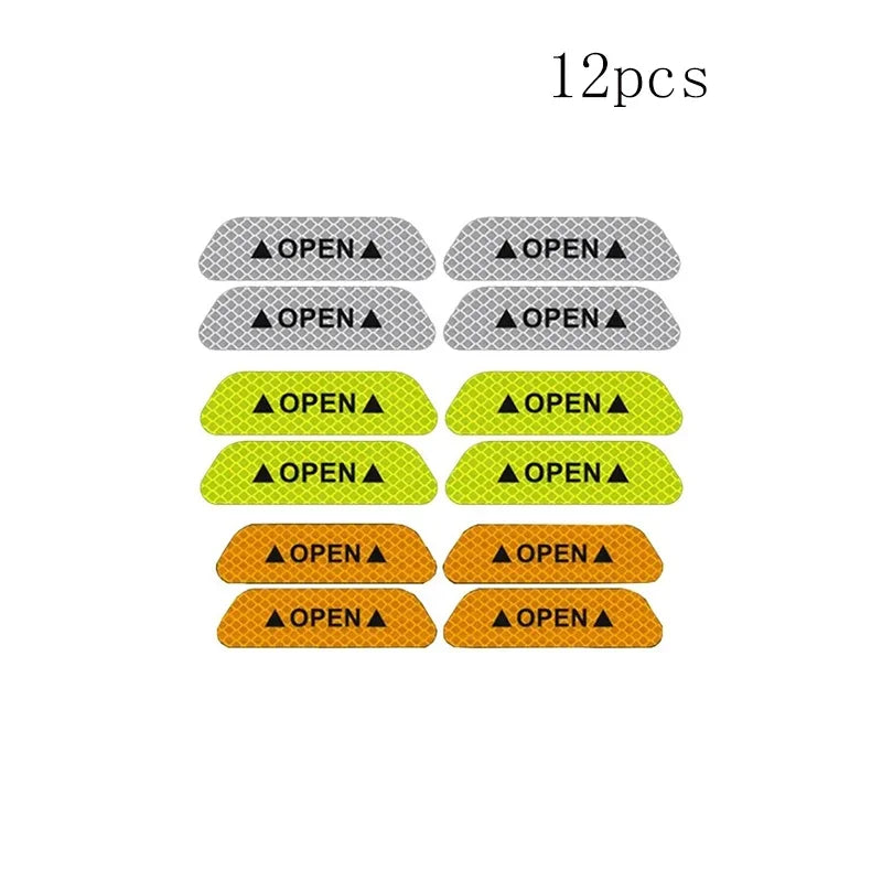 4/8/12/16pcs Reflective Car Door Sticker Safety Opening Warning Reflector Tape Decal Car Accessorie Interior Reflector Sticker Oasis Select 12pcs mix 2