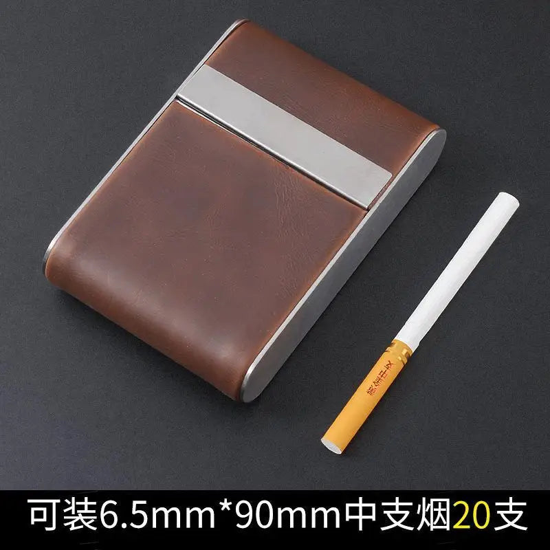 6.5mm medium cigarette case Special self rolling magnetic buckle leather portable cigarette case for medium and fine cigarettes Oasis Select Brown