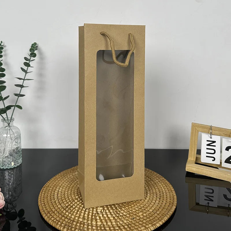 Flower Gift Bag Transparent Window | Kraft Bouquet Tote
