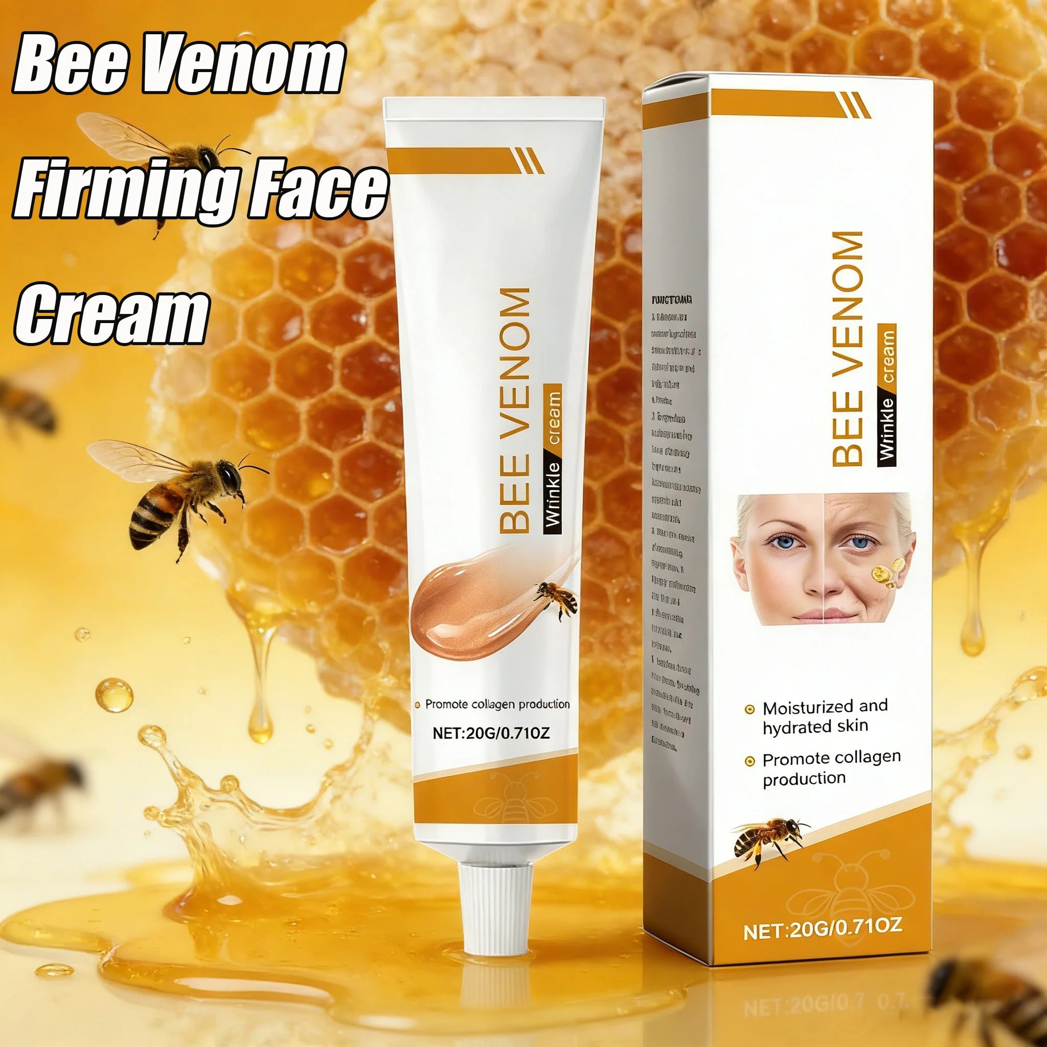Bee Venom Wrinkle Removal Cream Firming Lifting Facial Moisturizing Deep Hydration Smoothing Fine Lines Anti Aging Face Cream Oasis Select