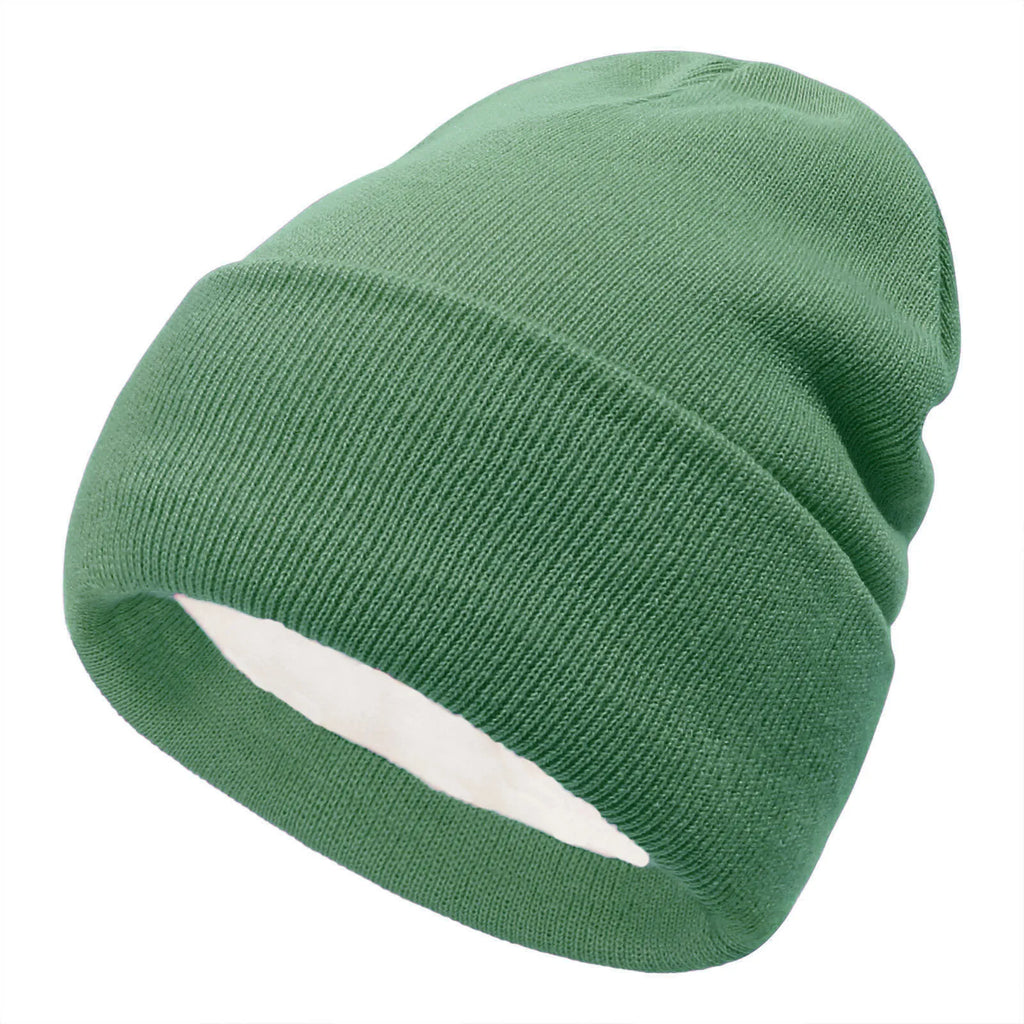 Double-layer knitted hat with fleece lining, solid color acrylic thickened cold hat, women's beanie hat for warmth Oasis Select 7