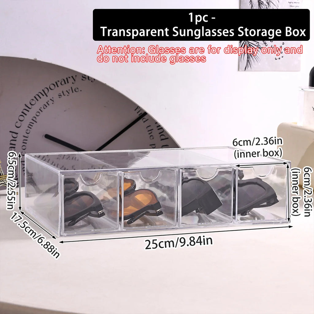 1pc glasses multifunctional transparent acrylic tabletop storage box drawer style female sunglasses sunglasses organizer Oasis Select transparent