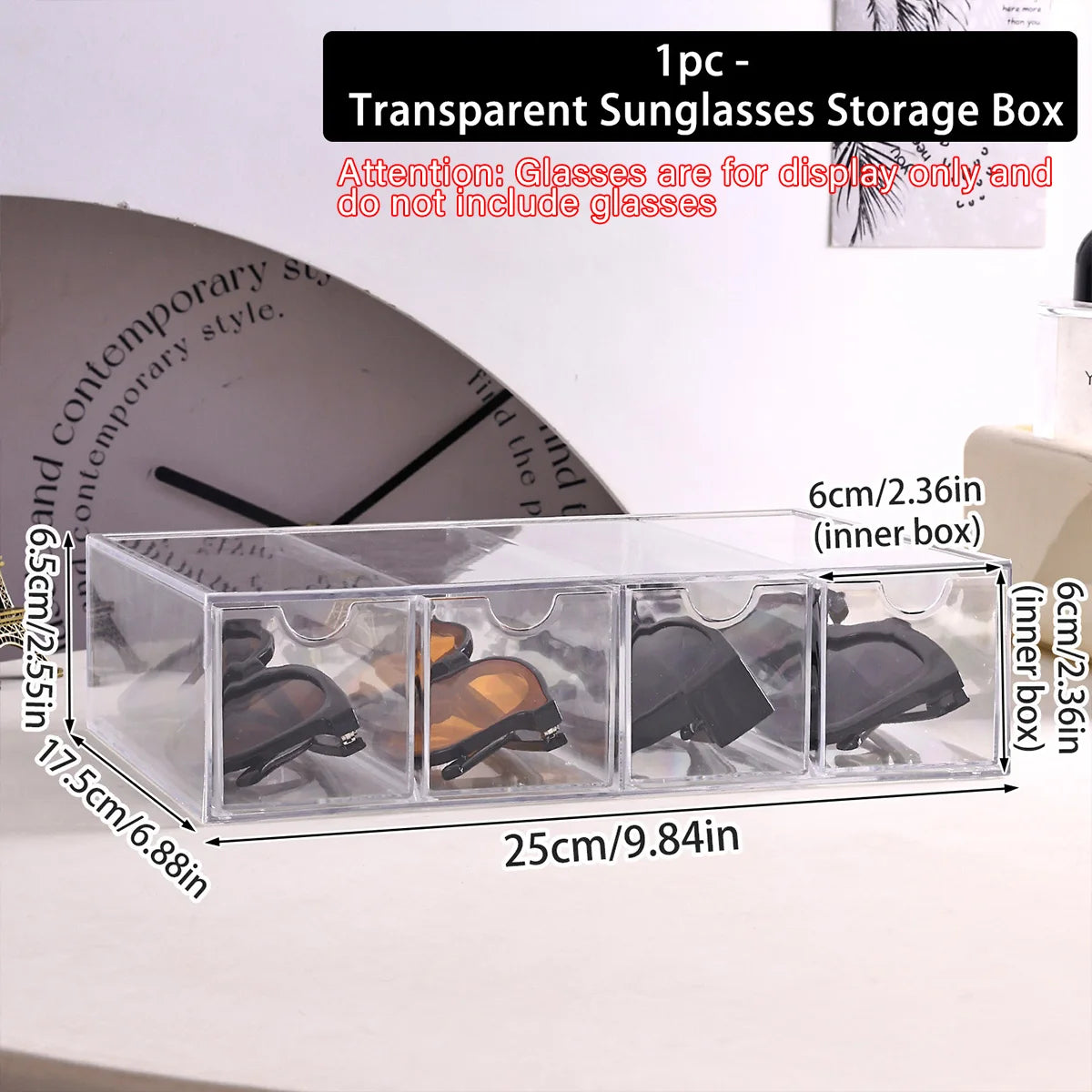 1pc glasses multifunctional transparent acrylic tabletop storage box drawer style female sunglasses sunglasses organizer Oasis Select transparent