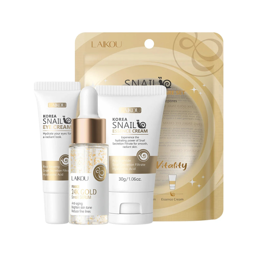 LAIKOU Vitamin C Sakura 3-Piece Skincare Set – Serum, Eye & Face Cream Skincare Gift Set Oasis Select Snail 3PCS Set