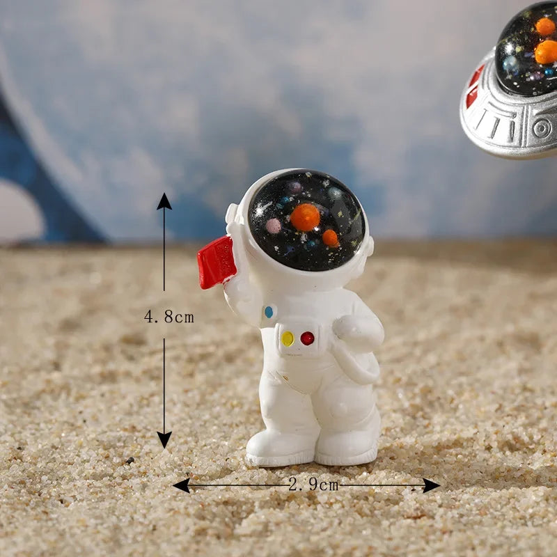 Figurines Miniature Cute Cartoon Astronauts Bunny Micro Landscape Ornaments for Home Decorations Rabbit Crafts Room Desk Decor Oasis Select 5
