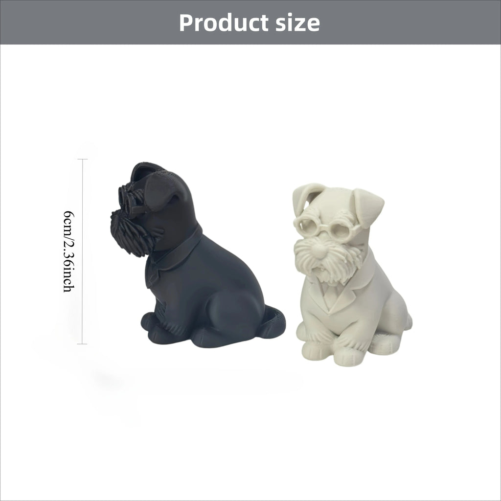 Gentleman Suit Wearing Schnauzer Figurine 3D Printing Cute Dog Statue Mini Puppy Ornaments for Home Office Desk Minimalist Decor Oasis Select