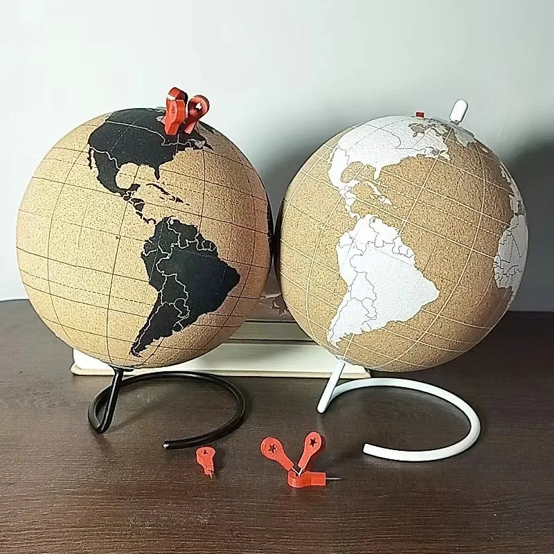 Cork Globe Holder DIY Creative Office Desktop Decor Globe Ornament Unique Message Board Softwood Earth Travel Commemoration Gift Oasis Select