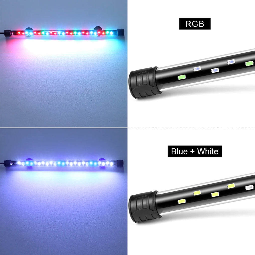 Waterproof Aquarium Lights Bar Underwater Submersible Lights RGB/Blue White 18-48CM LED Landscaping Decorative Lamp EU/US Plug Oasis Select