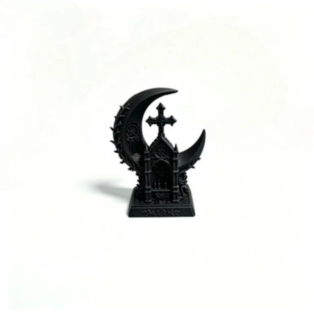 Gothic Moon Church Cross Statue 3D Printed Star Cathedral Art Sculpture Elegant Desktop Room Aesthetic Ornament Home Decor Gifts Oasis Select black 10cm