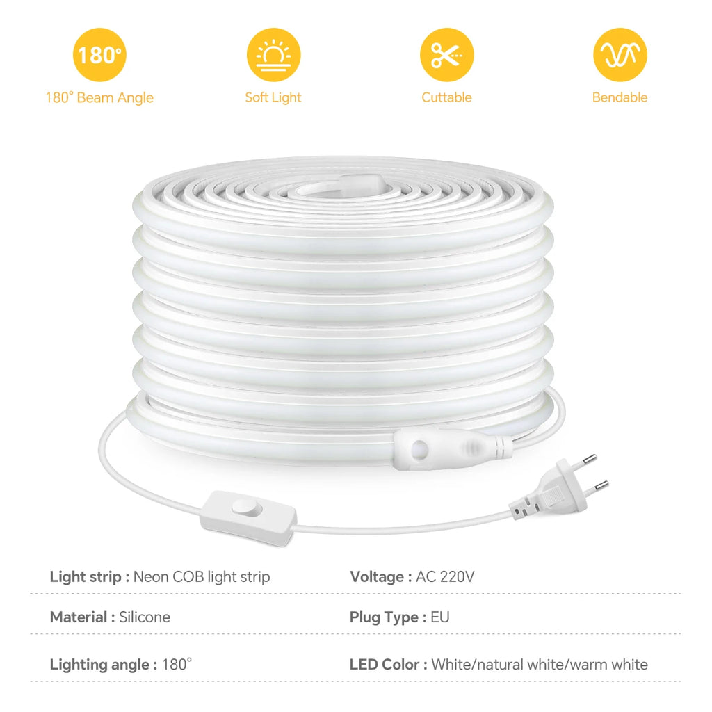 LED Dressing Mirror Backlight Lamp With 220V Swtich EU Plug 280LEDs/m 1-20m High Brightness Light Strip for Livingroom Wardrobe Oasis Select