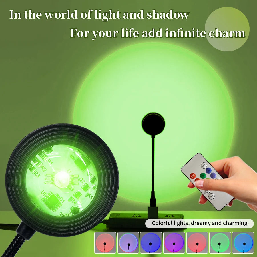 USB Sunset Projector Night Light – Colorful Ambient Room Lamp Ambient Projector Lamp Oasis Select