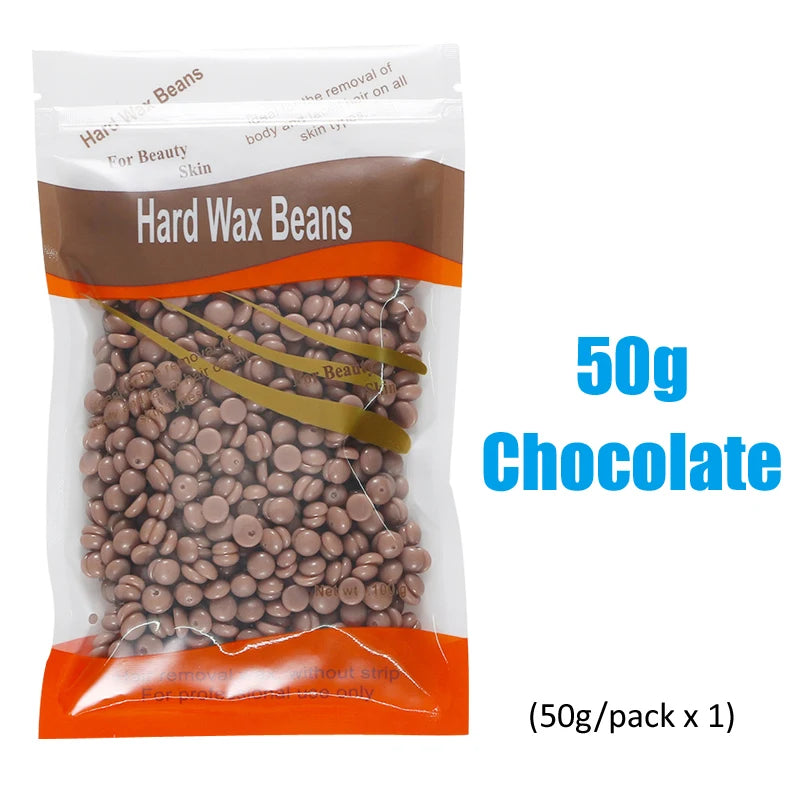2026 Hard Wax Beans 50/200/500g for Wax Heater Painless Depilatory Body Hair Removal for Bikini Area Face And Body Oasis Select 50g-Chocolate