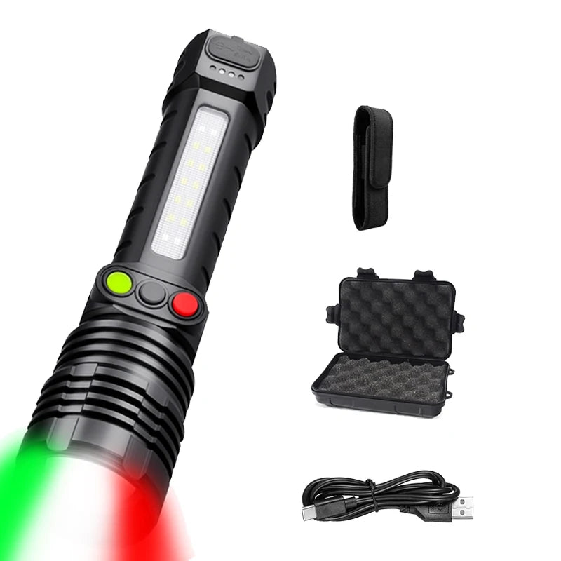 Rechargeable 30W LED Flashlight Ultra Bright Tactical Zoom Spotlight Flashlights for Outdoor Hunting Security Self-defense Torch Oasis Select 491B Package B ZOOM