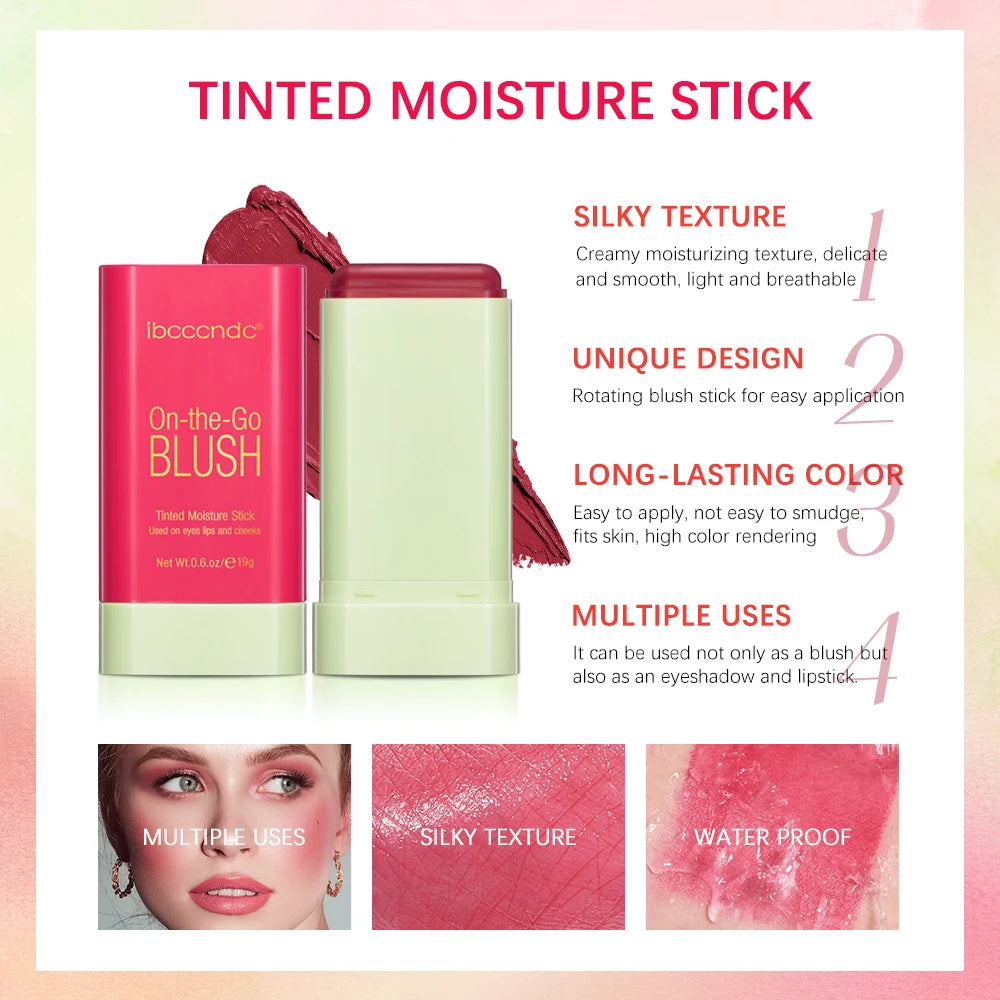 Korean Blush Stick Color Make Up Waterproof Easy Color Rouge Blusher Blusher Cream Rendering Matte High Pigment 3 IN 1 Makeup Oasis Select