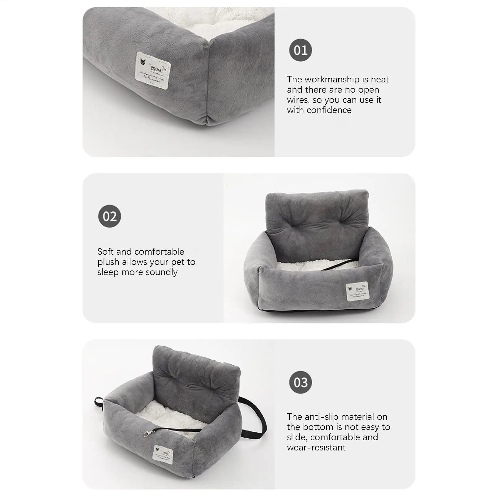 Dog Car Seat Pet Travel Booster Seat with Handle Dog Safety Car Seat Dog Car Bed Dual-Use for Car and Home Travel Carrier Bed Oasis Select