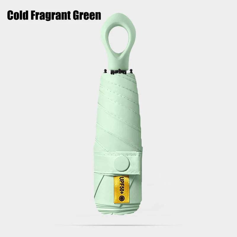 Portable Five Fold Umbrella With Hollow Out Handle For Both Rain Sunshine Umbrella Sun Protection UV Protection Sun Umbrella Oasis Select Cold Fragrant Green 6K