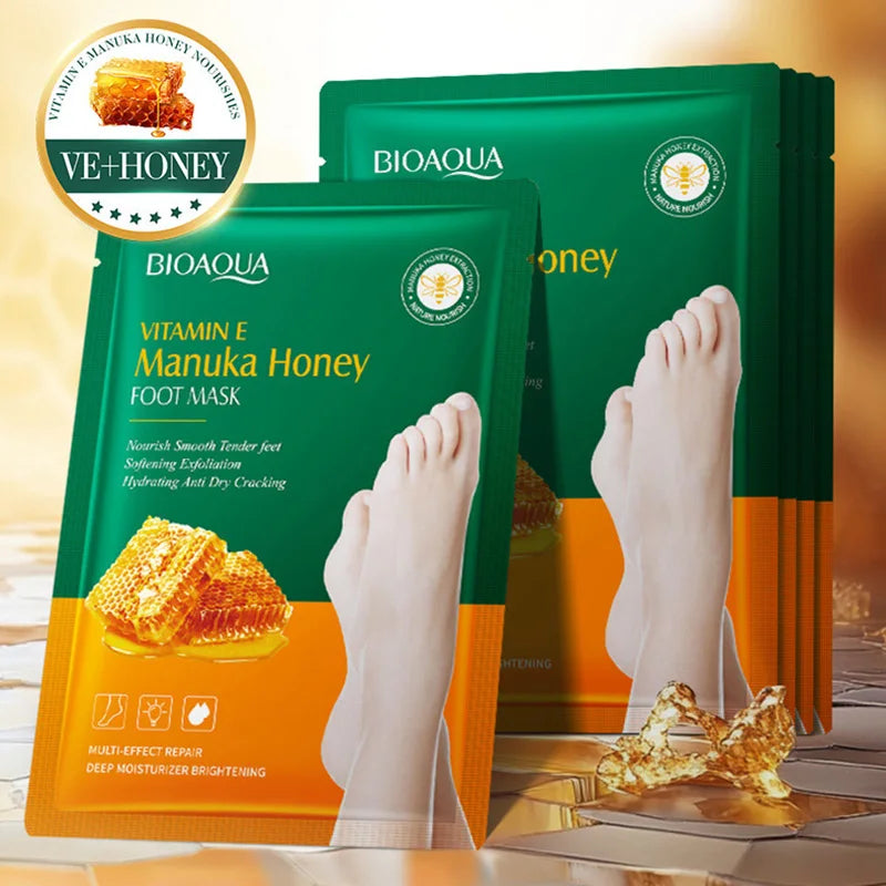 BIOAQUA Honey Exfoliating Foot Mask – 10 Pairs Dead Skin Remover Exfoliating Foot Mask Oasis Select Default Title