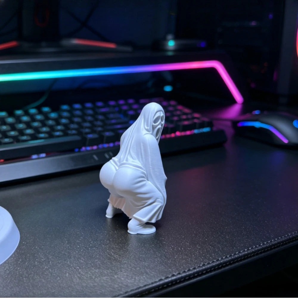 Humorous Ghost Butt Figurine Miniature 3D Printed Spooky Skeleton Ghost Sculpture Halloween Desk Ornament Decor Creativity Gifts Oasis Select