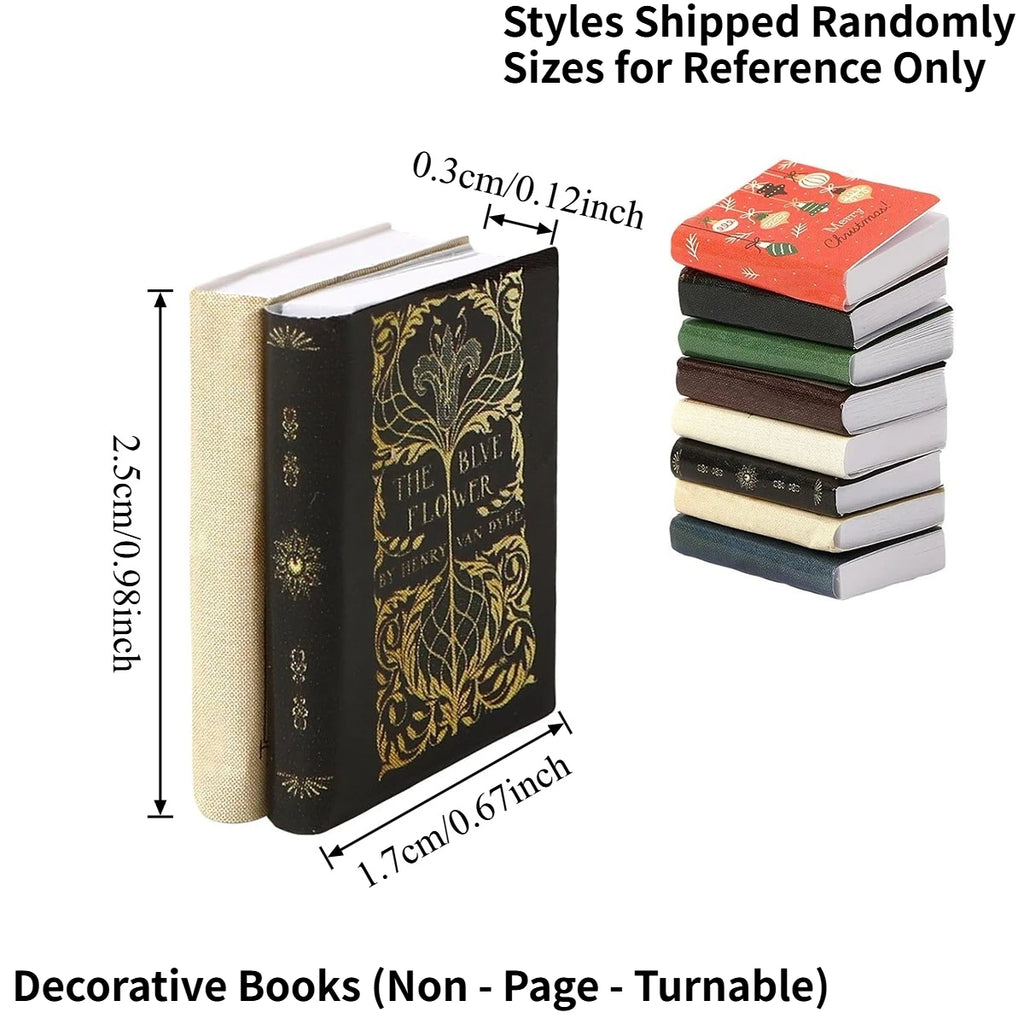 12/24 PCS 1:12 Scale Miniature Books – Micro Landscapes & Fairy Garden Paths Decor, Assorted Dollhouse Study Accessories, Wooden Oasis Select