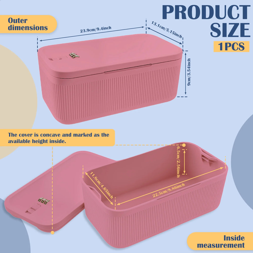 Lockable Storage Box Versatile Safe Small Storage Box Portable Food Refrigerator Container Home Personal Items Safe Lockbox Oasis Select pink