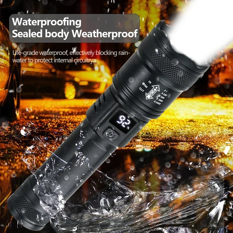 Most Powerful LED Flashlights Rechargeable Torch Lighting 3000M Tactical Lantern Ultra Powerful Flashlight With USB Charging Oasis Select